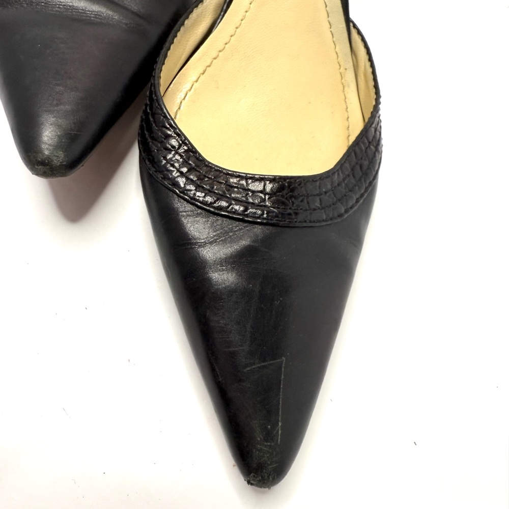 Ann Taylor Black Leather D’Orsay Pump Kitten Heel Size 8 - Picture 7 of 8